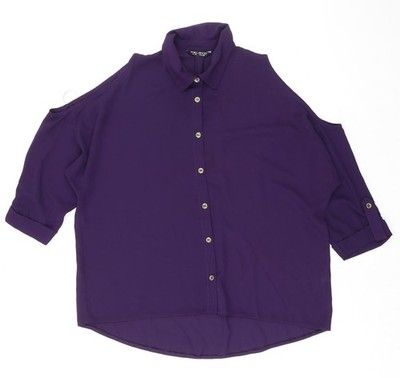 Select Damen lila Polyester Basic Knopfleiste Größe 12 Kragen-kalte Schulter