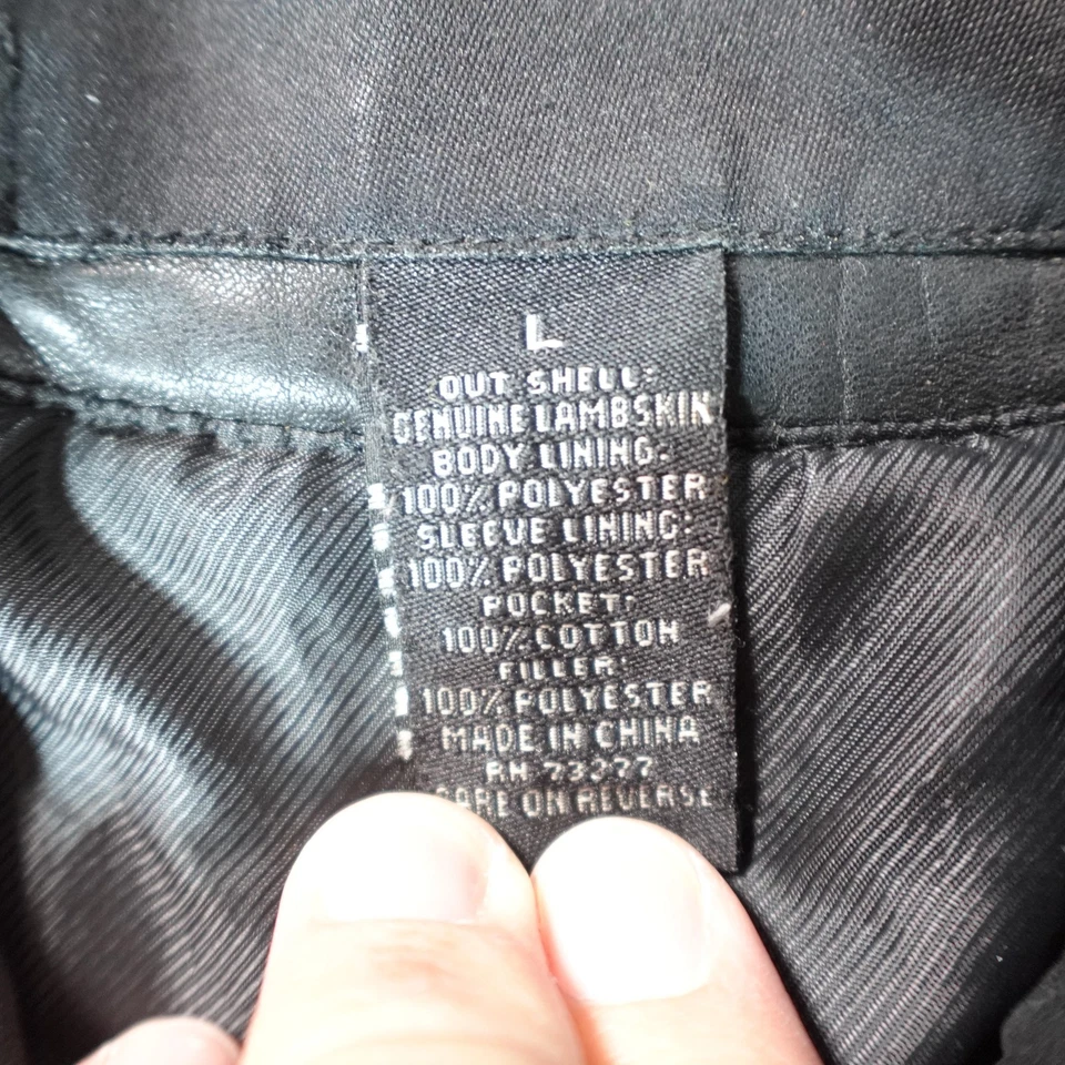 Chaqueta Croft & Barrow Para Hombre Grande Negra Piel de Cordero Cuero Bombardero Motociclista Grunge Abrigo Foto 3 de 4