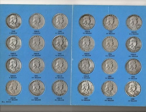 Complete Franklin Silver Half Dollar 35 Coin Set 1948-1963
