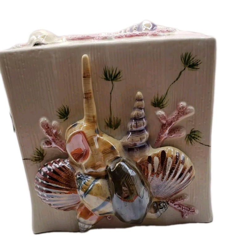  1990s Glossy Shell Motif Tissue Box CoverVery Hard To Find In Amazing Cond.