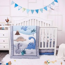 Baby Crib Bedding Set for Boys Dinosaur 3 Piece Standard Size Nursery Crib ...