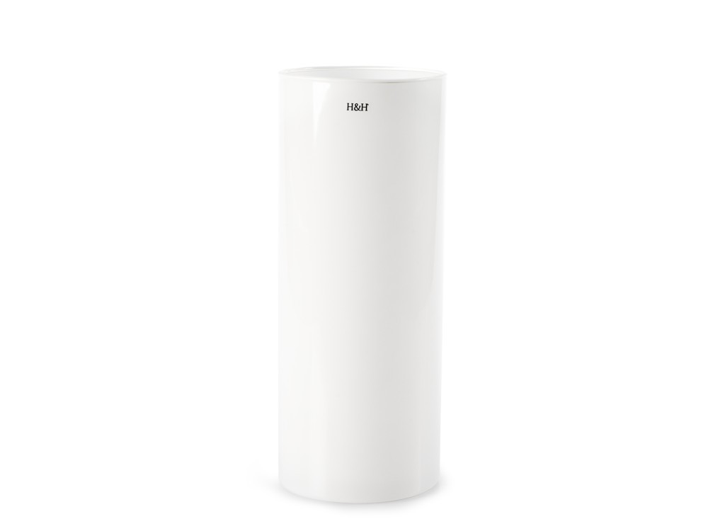 H&H Cylindrical Glass Vase White 12X30H