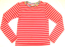 Girl's HANNA ANDERSSON Red-White Striped Floral Swim Top Rash-Guard Top 140/10