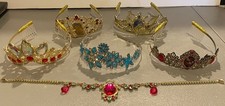 LOT 6 METAL Disney Store Jeweled Tiara Princess 4 CROWNS 1 HEADBAND 1 NECKLACE
