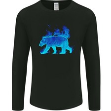 Ein Blaues Flammen Grizzlybär Herren Langarm T-Shirt