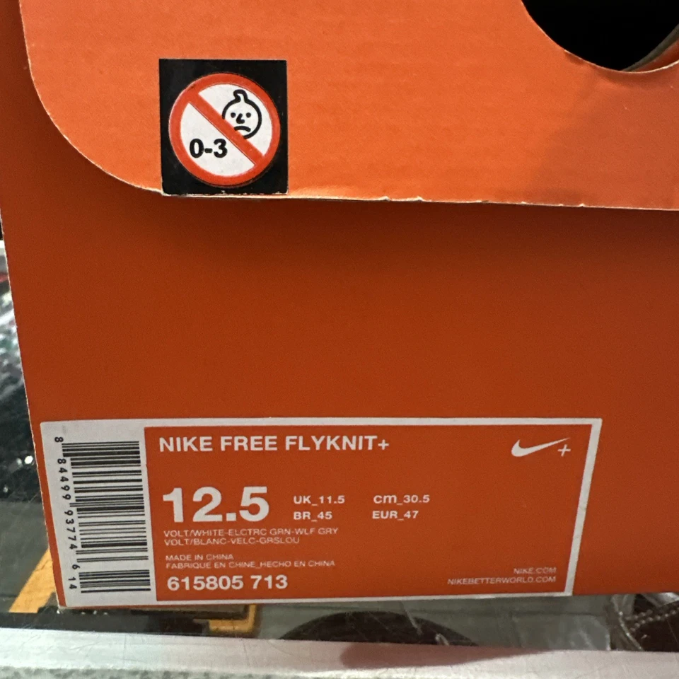 Nike Free Flyknit+ Sz 12.5 Volt Grey Running Shoes 615805-713 Knit - Image 4 of 4