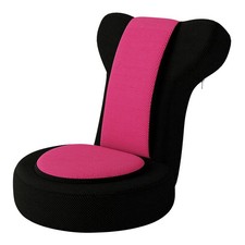 Lazy Sofa Chair with Adjustable Headrest and Backrest Metal Frame Pink