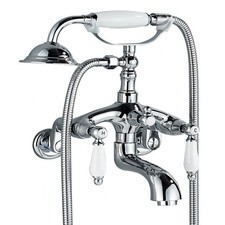 Polished Chrome Vintage Wall Mount Clawfoot Tub Faucet 3-9Inch Adjustable Center