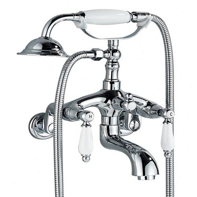 Polished Chrome Vintage Wall Mount Clawfoot Tub Faucet 3-9Inch Adjustable Center