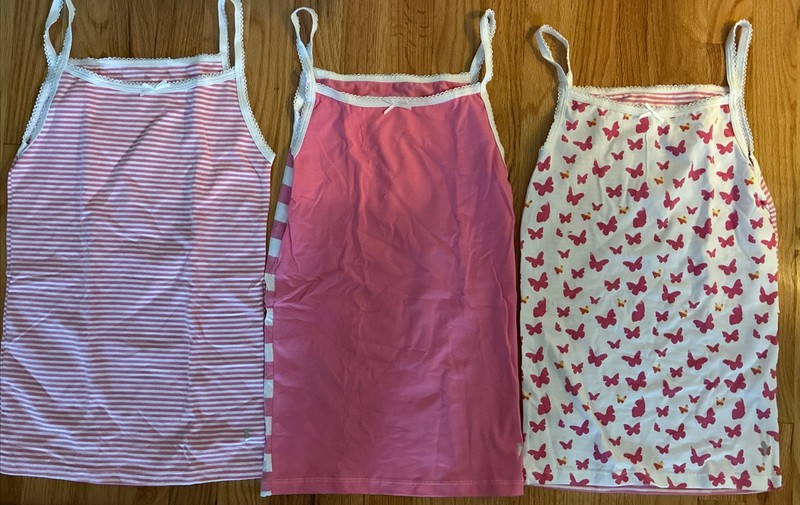 Lot of 3 Feathers Camisole Tank Top Pink White Butterfly Size 14
