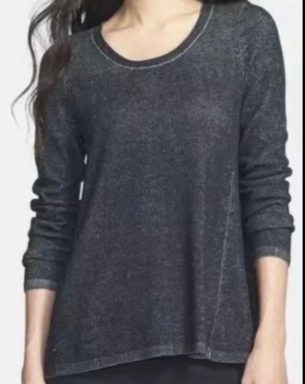 Eileen Fisher Sweater Women’s XS Charcoal Gray Organic Cotten Tencel High Low