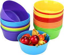 24-Pack Plastic Bowls 10 oz, Microwave  Dishwasher Safe, 6 Vibrant Colors 4 Ea