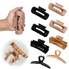 8PCS Flexible Cozy Claw Clip, Mello Cloud 4.2in Medium Black, Khaki