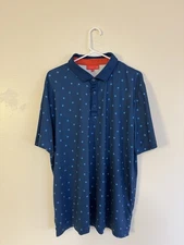 Redvanly Golf Polo Shirt Floral Performance Blue Short Sleeve Casual Mens XL