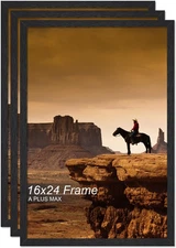 A PLUS MAX 16x24 Picture Frame Set of 3, Black Engineered Wood Frame for 16 x...