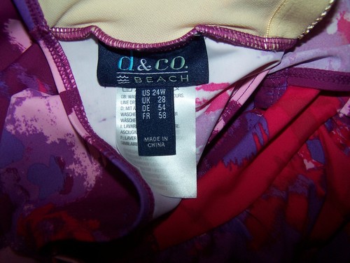 Neu ohne Etikett - D&Co. Pink & Lila Badekleid, geraffte Taille gefüttert Cups ohne Bügel Größe 24W - Bild 4 von 4