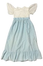 Vintage Peaches N Cream Blue And White Long Dress Girl s Size 6X - See Defects