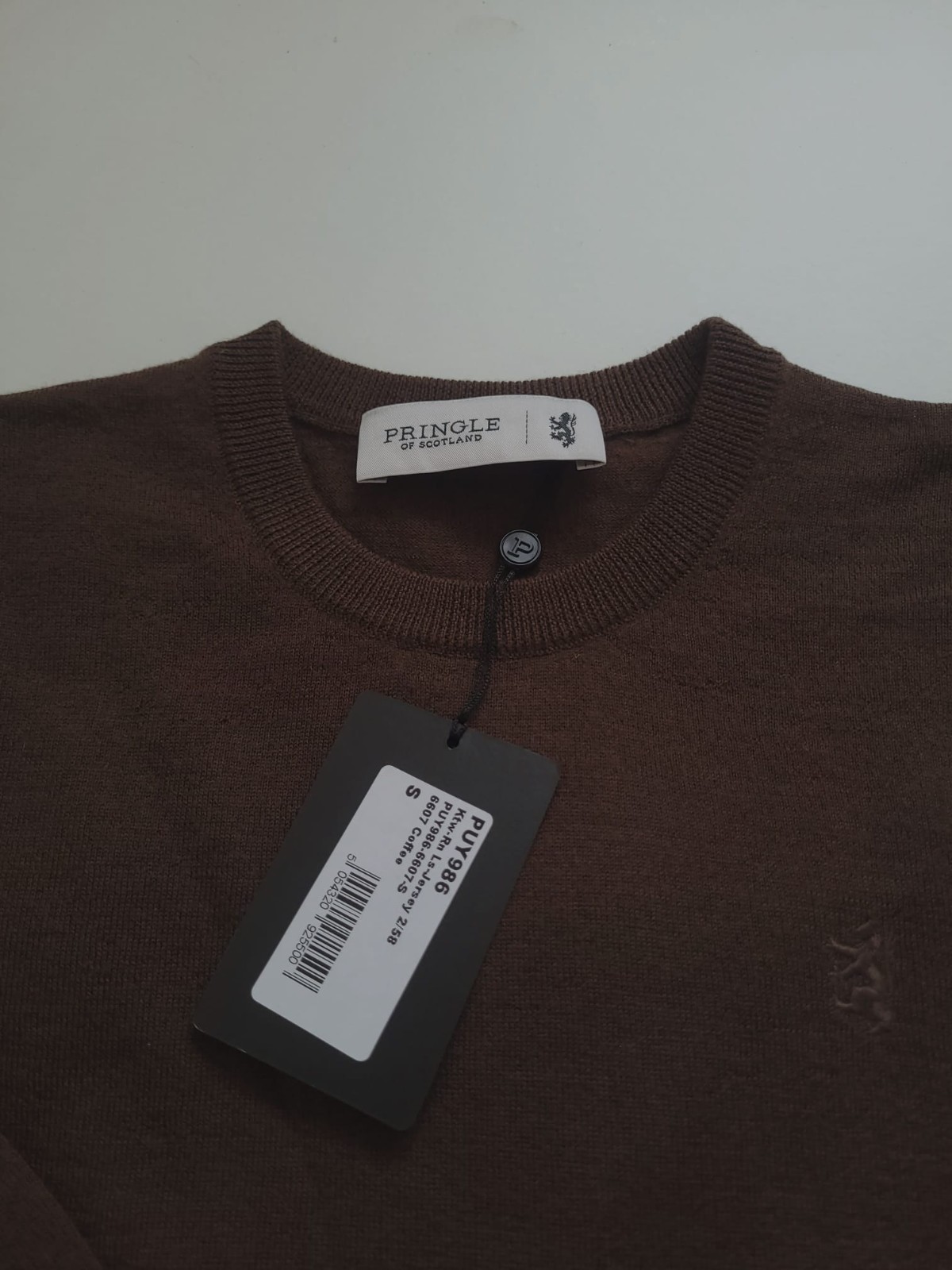 Men's Pringle merino wool jumper brown coffee color size S New image 3