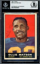 Ollie Matson Beckett BAS Signed 1961 Topps Autograph