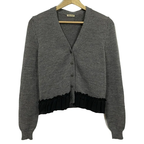 MIU MIU Auth miumiu Cardigan da donna grigio
