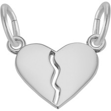 Small Brake Apart Heart Charm - Metal - Sterling Silver