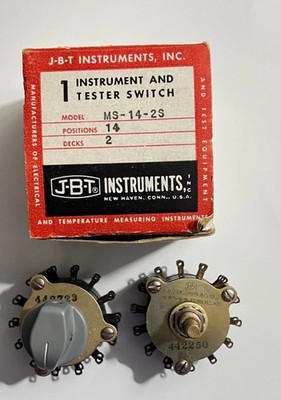 Vintage JBT Instruments MS-14-2S 14-Position 2-Deck Rotary Switch with Box & Kno