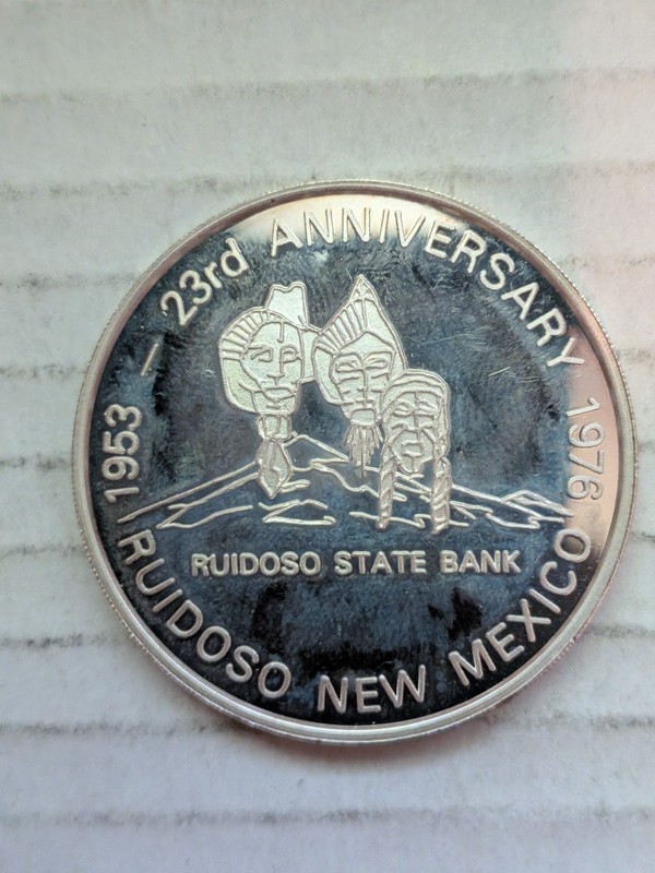 1976 Ruidoso State Bank Bicentennial Medal 99.9% Silver New Mexico 1oz ASW