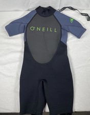 O'NEILL Youth Reactor-2 2mm Back Zip Short Sleeve Black/Slate Spring Wetsuit NWT