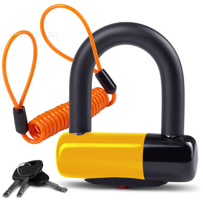 Anti Theft Motorcycle Disc Lock - Heavy Duty Bike Lock with Reminder (Yellow)