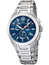 Festina Blue Dial Chronograph Stainless Steel Strap Men's Watch – F16678-B