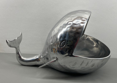 Whale Nautical Aluminum Ice Bucket Hammered Metal Bowl Beverage Cooler