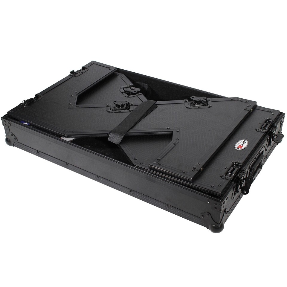 Pro X Portable Z-Style DJ Flight Case Table W/Handles & Wheels  Black On Black