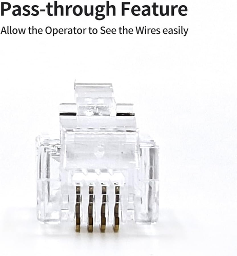 RJ11 Pass-Through Connectors 25 Pack - Male Telephone Cable Plugs - Zdjęcie 3 z 12