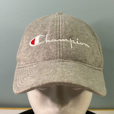 Champion Reverse Weave Dad Hat Gray Adjustable Baseball Cap OSFM Script  Logo