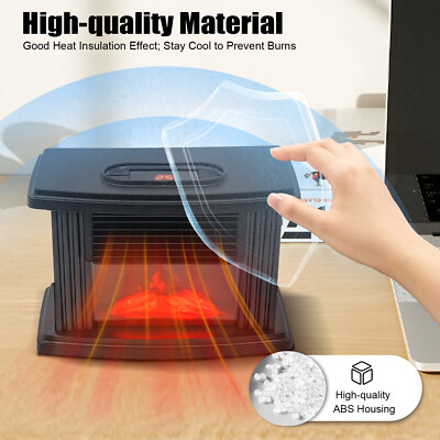 1000W Heating Portable Electric Fireplace Heater 3D Realistic Flame Log Effect