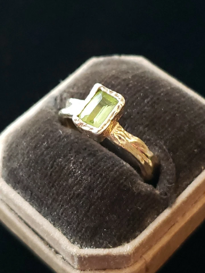 Anillo de peridoto de piedras preciosas HN Michael Valitutti vintage de oro sobre ley 925 talla 6 Foto 2 de 4