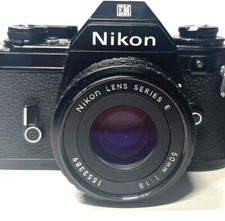 Nikon EM 35mm Film Camera Body W/ 50mm f/1.8 series E Pancake AIS Lens 89