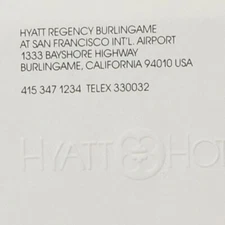 1980s Hyatt Regency Hotel Page San Francisco International Airport Burlingame