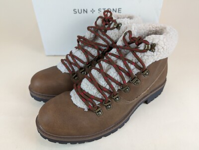 Sun Stone Glenn Lace Up Boots Mens 10 M Tan Faux Leather  display picture 3