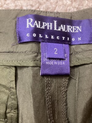 Vintage Ralph Lauren Purple Label Made in USA Olive Green All Silk