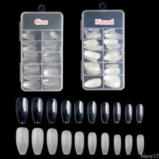 False Nails 100pcs Ballerina Full Cover Natural Clear Acrylic Fake Nail Tips DIY