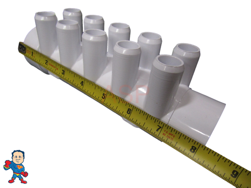 Manifold, 3/4" Smooth Barb, 10 Port, Flow Thru, 1-1/2" Slip x 1-1/2" Spigot - Picture 6 of 10