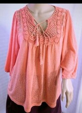 John Paul Richard Salmon peasant top blouse salmon orange S