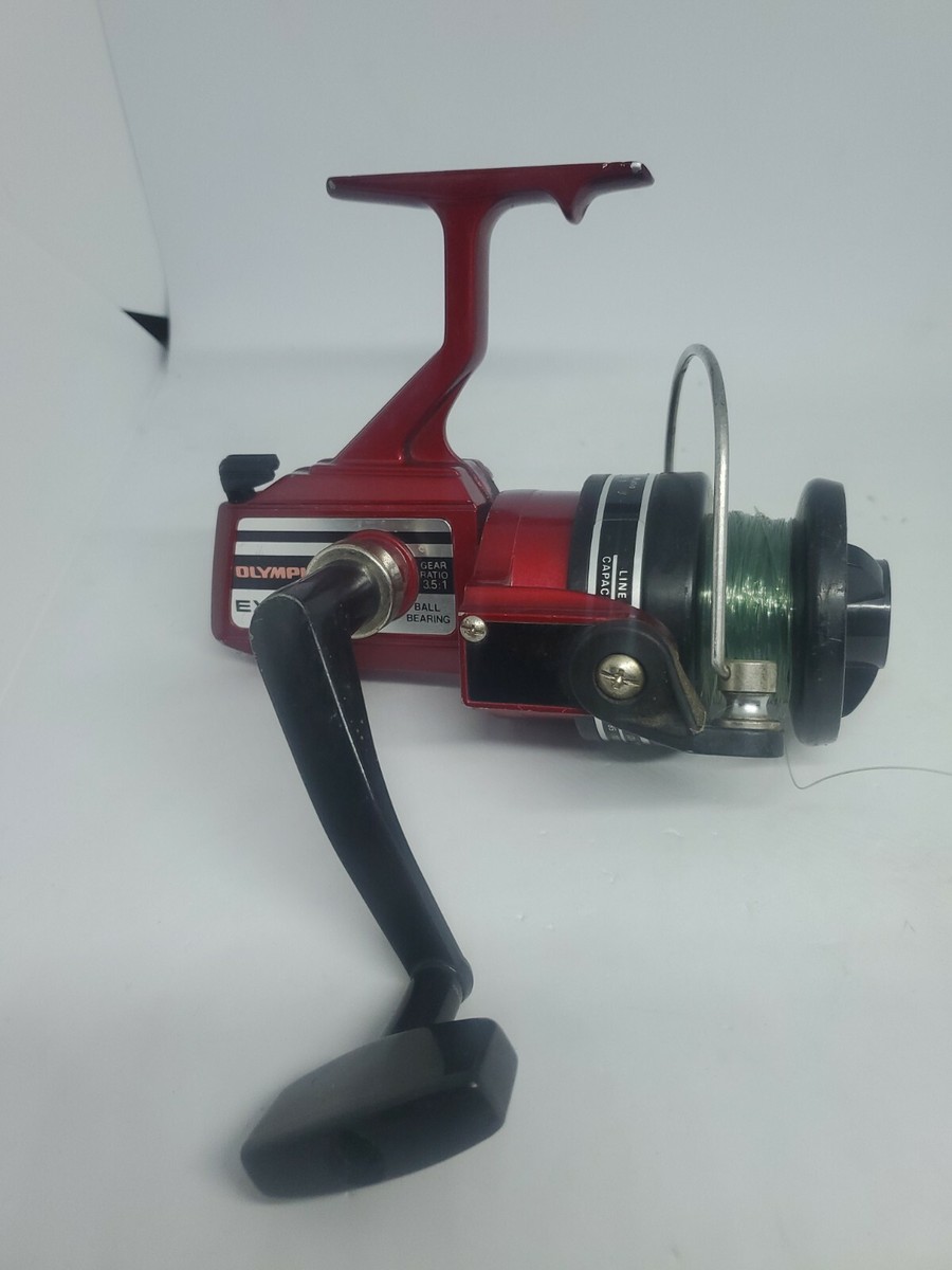 Vintage Olympic EX-3500 Graphite Spool Spinning Reel Red