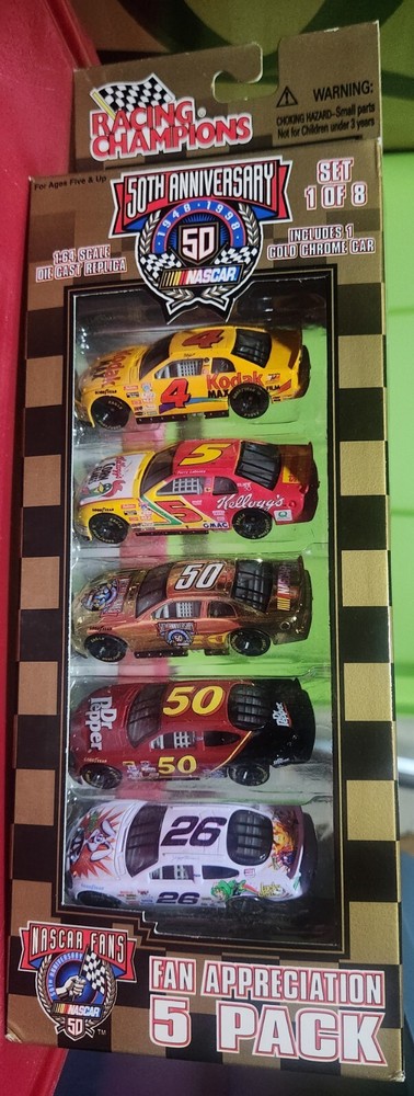 1998 Racing Champions NASCAR 50th Anniversary FAN APPRECIATION 5-PACK Set 1 of 8