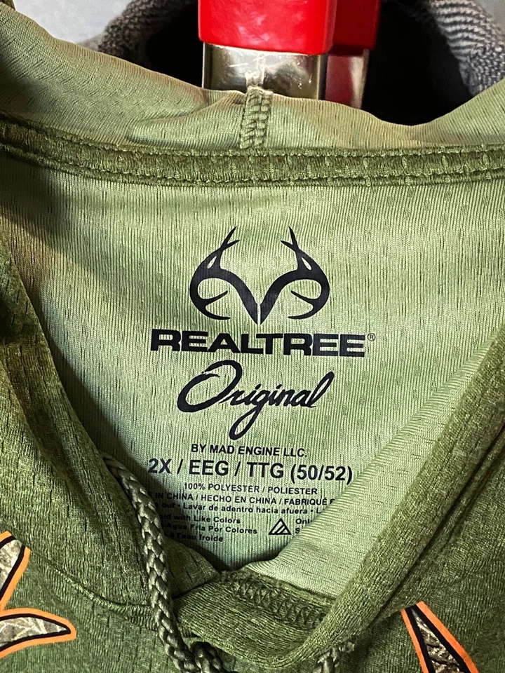 Realtree Green Poly Hoody SWEATER Shirt 2XL XXL Length 31 - Image 4 of 4