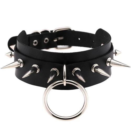 Women Pu Leather Choker Necklace O Ring Neck Collar Chain Gothic Punk Studded - Picture 37 of 49