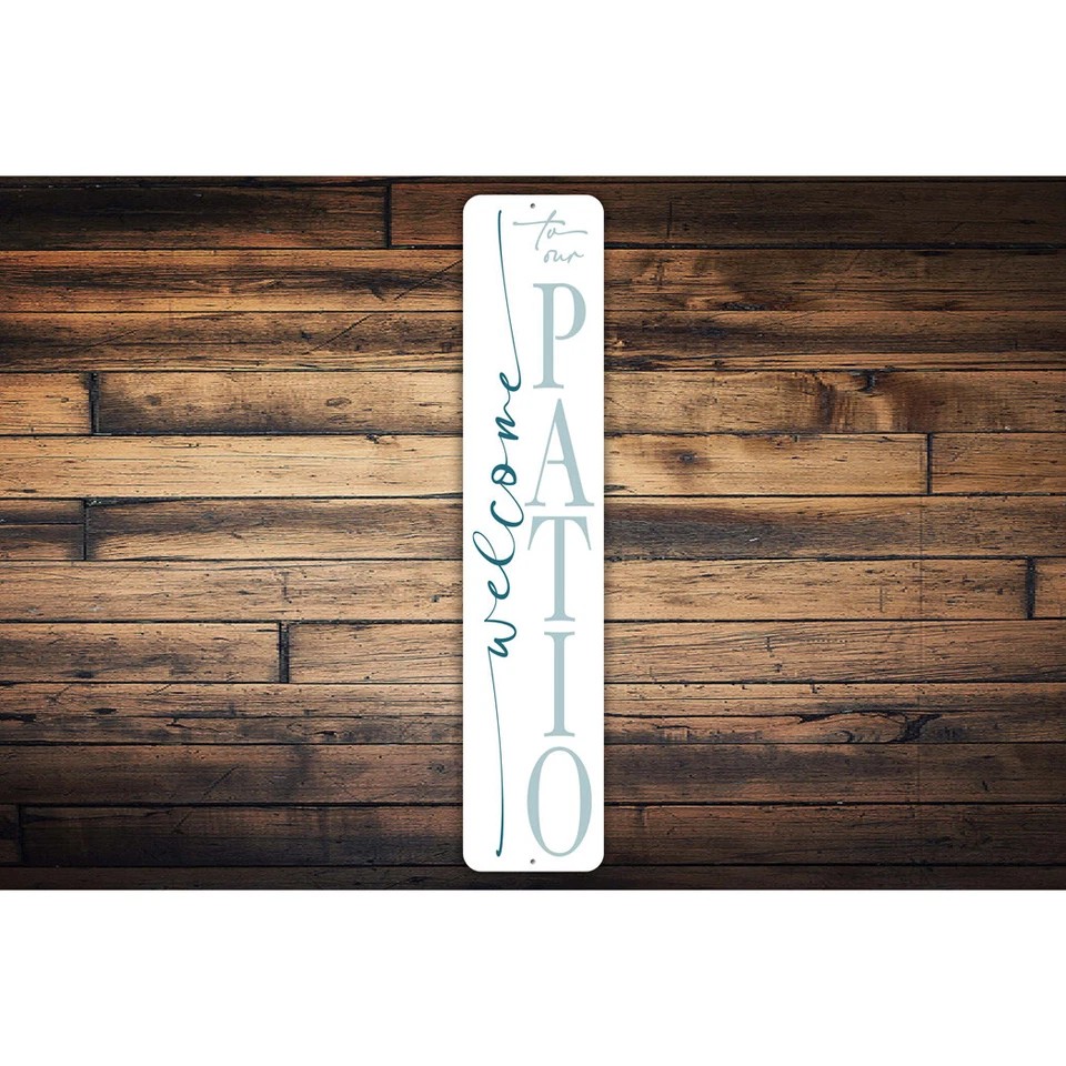 Letrero metálico Bienvenido a nuestro patio Foto 2 de 4