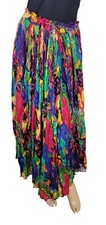 Vintage 90s Phool Colorful Abstract Floral Animal Print Long Broomstick Skirt L