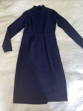 Just Female Anthropologie Navy Long Sleeved Smart Work Business Dress S 8-10-12